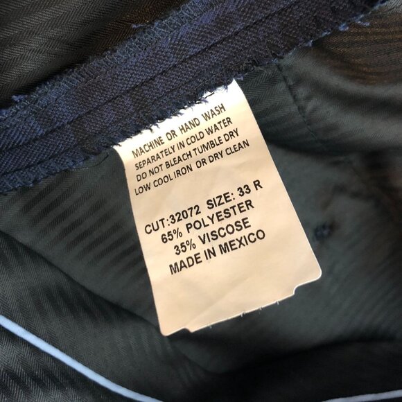 Berle Mens Navy Plaid Dress Pants 33R 33x35 - Picture 4 of 4